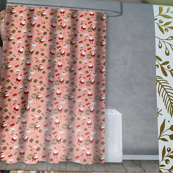 NEW whimsical Christmas shower curtain & 12 hooks - Picture 5 of 7